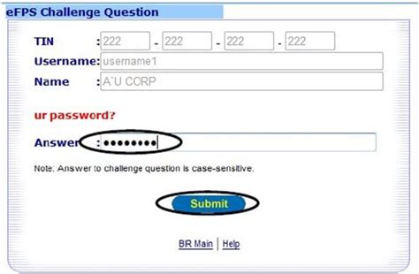 eFPS Login Challenge Question.